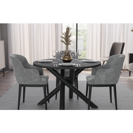 Stół okrągły 110 cm w stylu LOFT nogi pająk metal OMEGA jesion